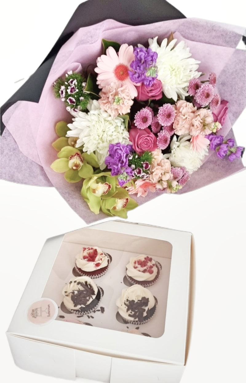 Medium Bouquet & 4 Cupcakes